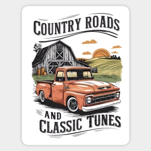 Country roads and Classic tunes - pickup truck Sticker